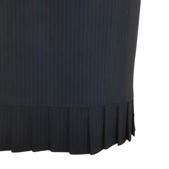 DonCaster Virgin Wool Suit Set Blue Pinstripe Blazer Straight Skirt Womens 12 - Picture 9 of 14